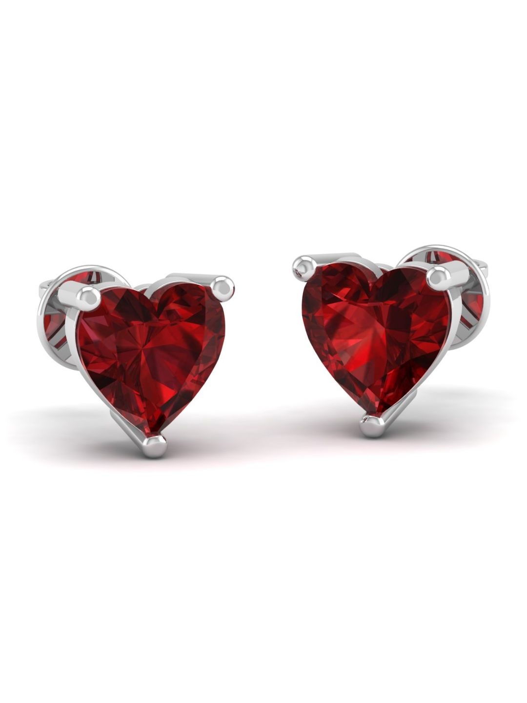 

AKSHAT SAPPHIRE 92.5 Pure Sterling Silver Rhodium-Plated CZ-Studded Heart Shaped Studs