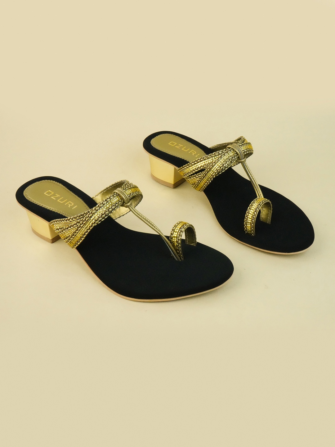 

Ozuri Embellished One Toe Party Block Sandals, Copper