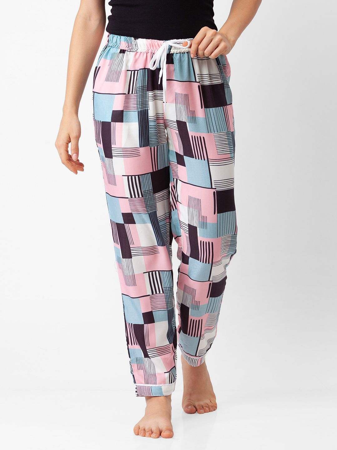 

NOIRA Women Pack Of 2 Printed Lounge Pants, Grey