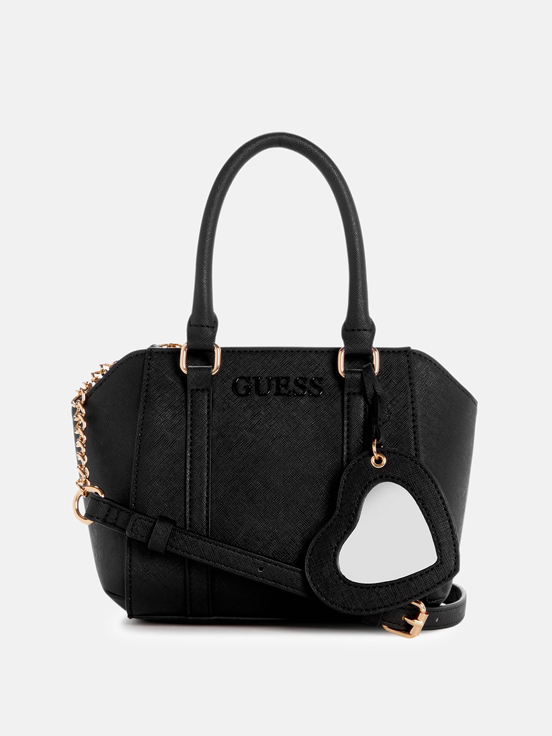 

GUESS Structured Satchel with Tasselled, Black