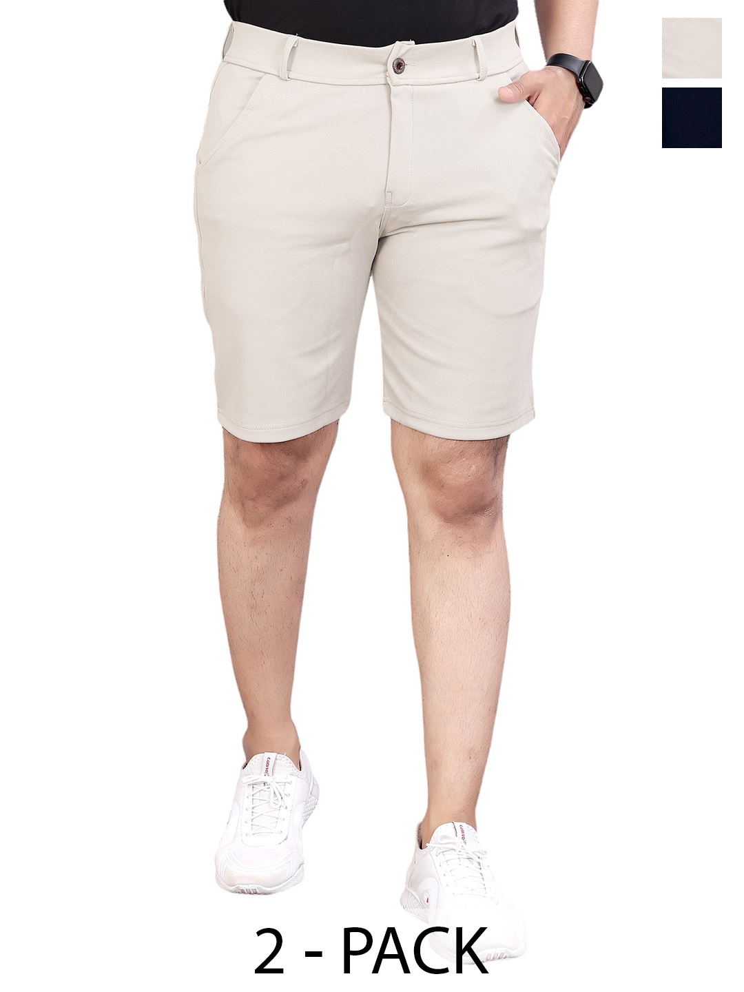 

INDICLUB Men Pack Of 2 Mid-Rise Sports Shorts, Blue