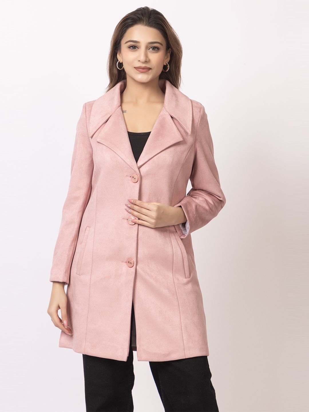 

GFO Single-Breasted Winter Overcoats, Pink