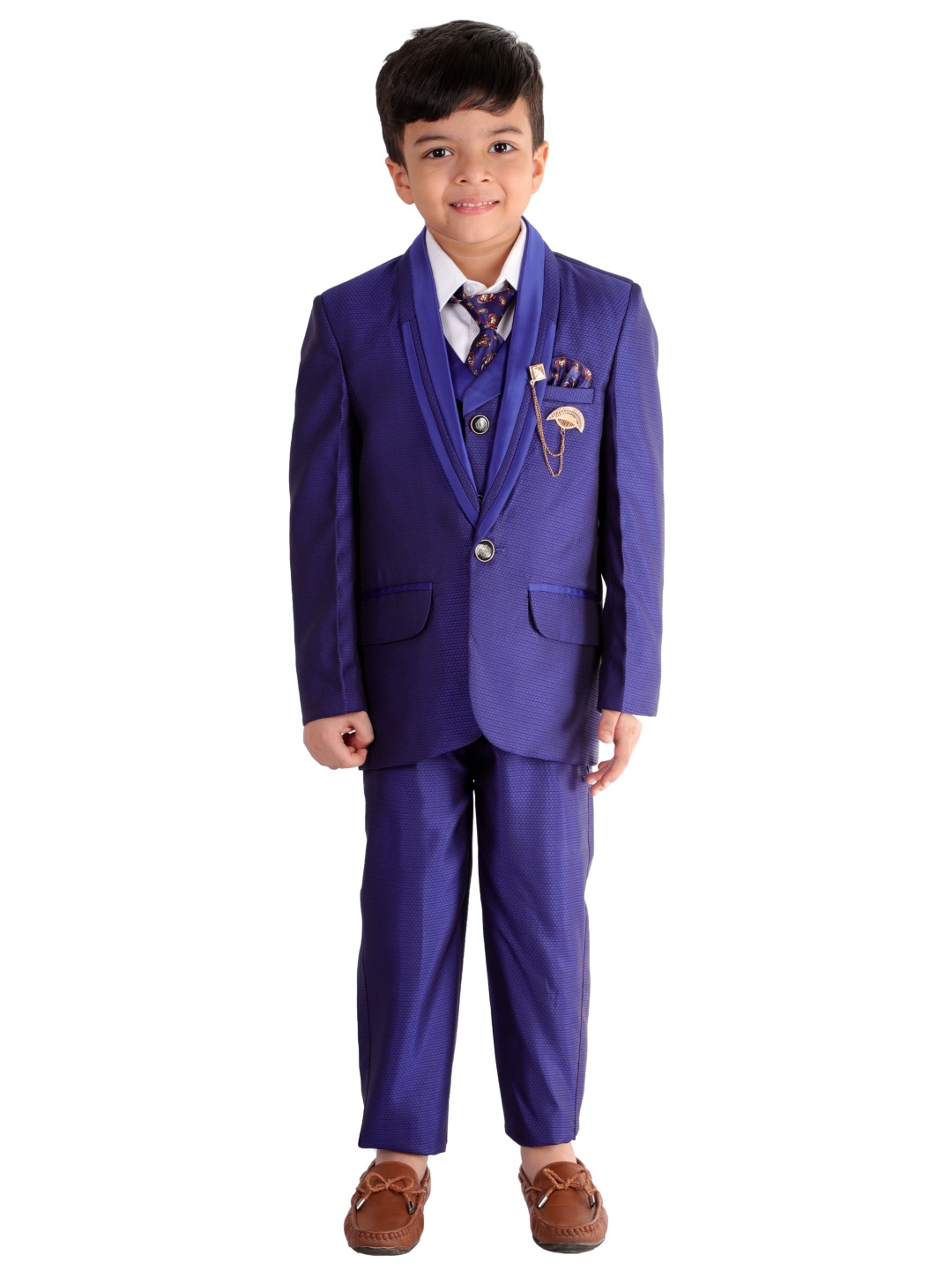 

BAESD Boys Shawl Collar Neck Single-Breasted Five-Piece Suit, Blue