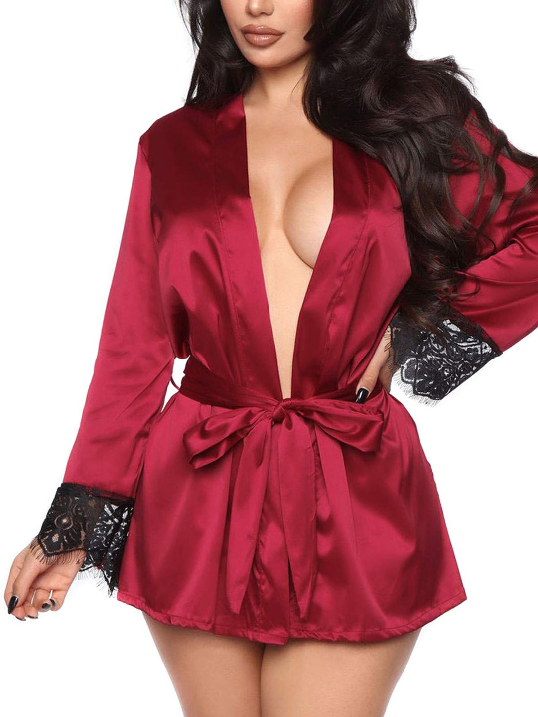 

SSoShHub Women Mini Kimono Robe, Maroon