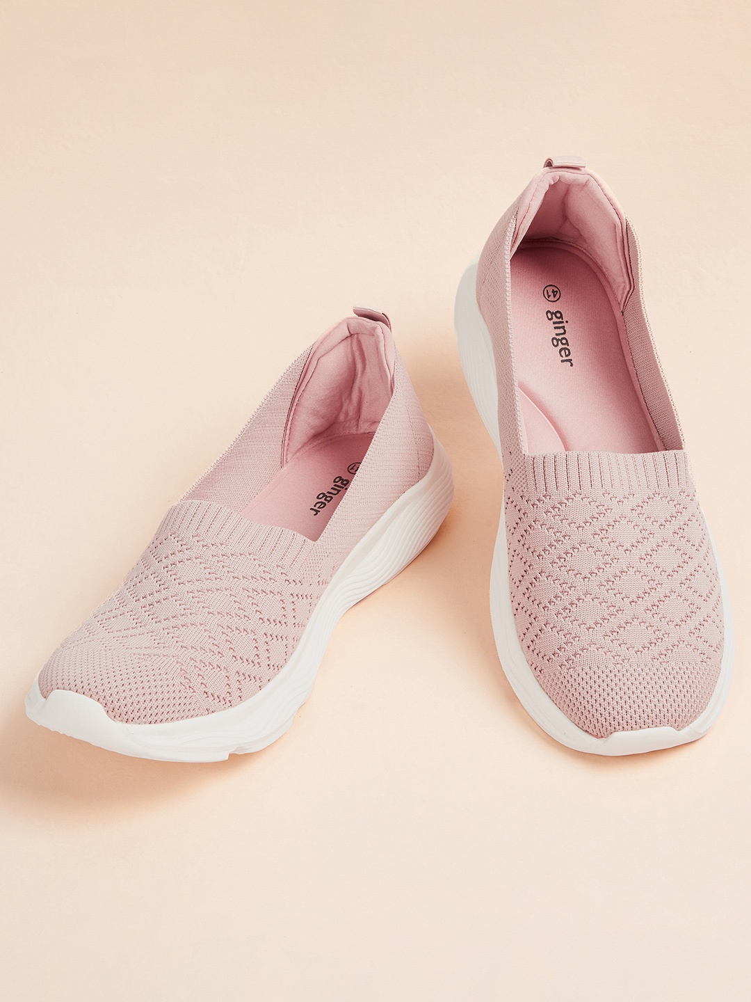 

Ginger by Lifestyle Women Woven Design Slip-On Sneakers, Pink