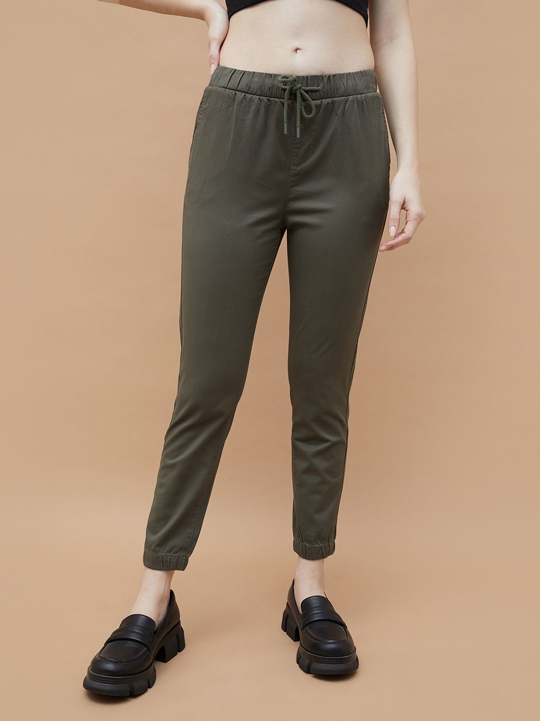 

Fame Forever by Lifestyle Women Cotton Joggers Trousers, Olive