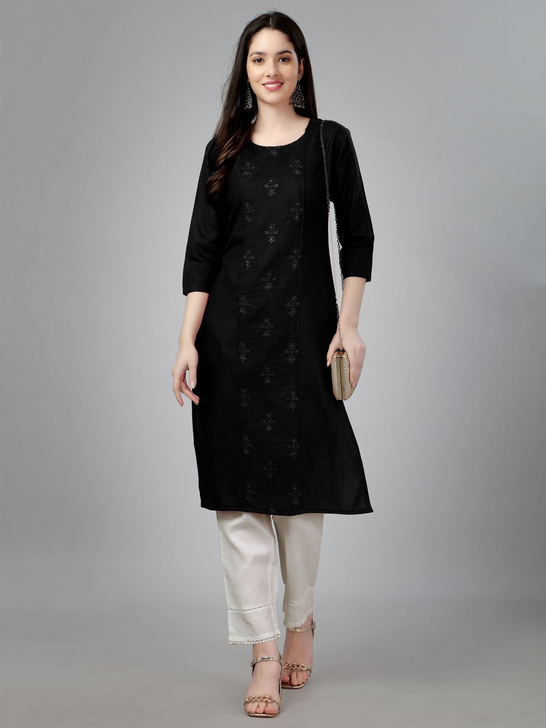 

HI FI NX Women Embroidered Kurta, Black