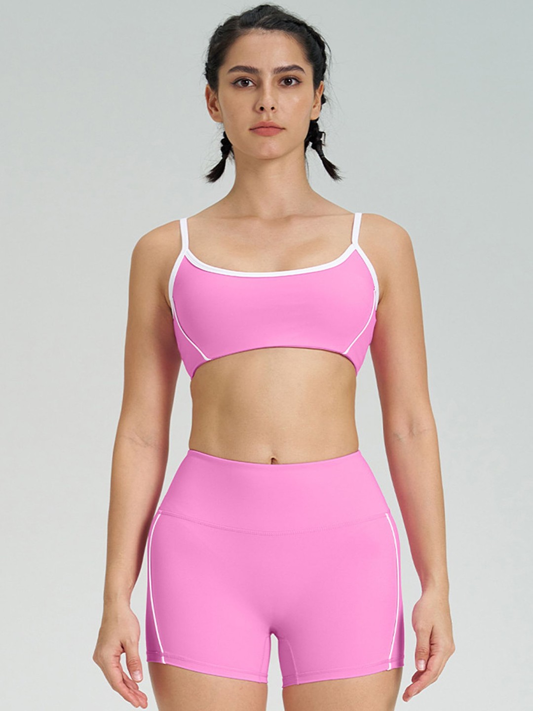 

LULU & SKY Women Skinny Fit High-Rise Sports Shorts, Pink