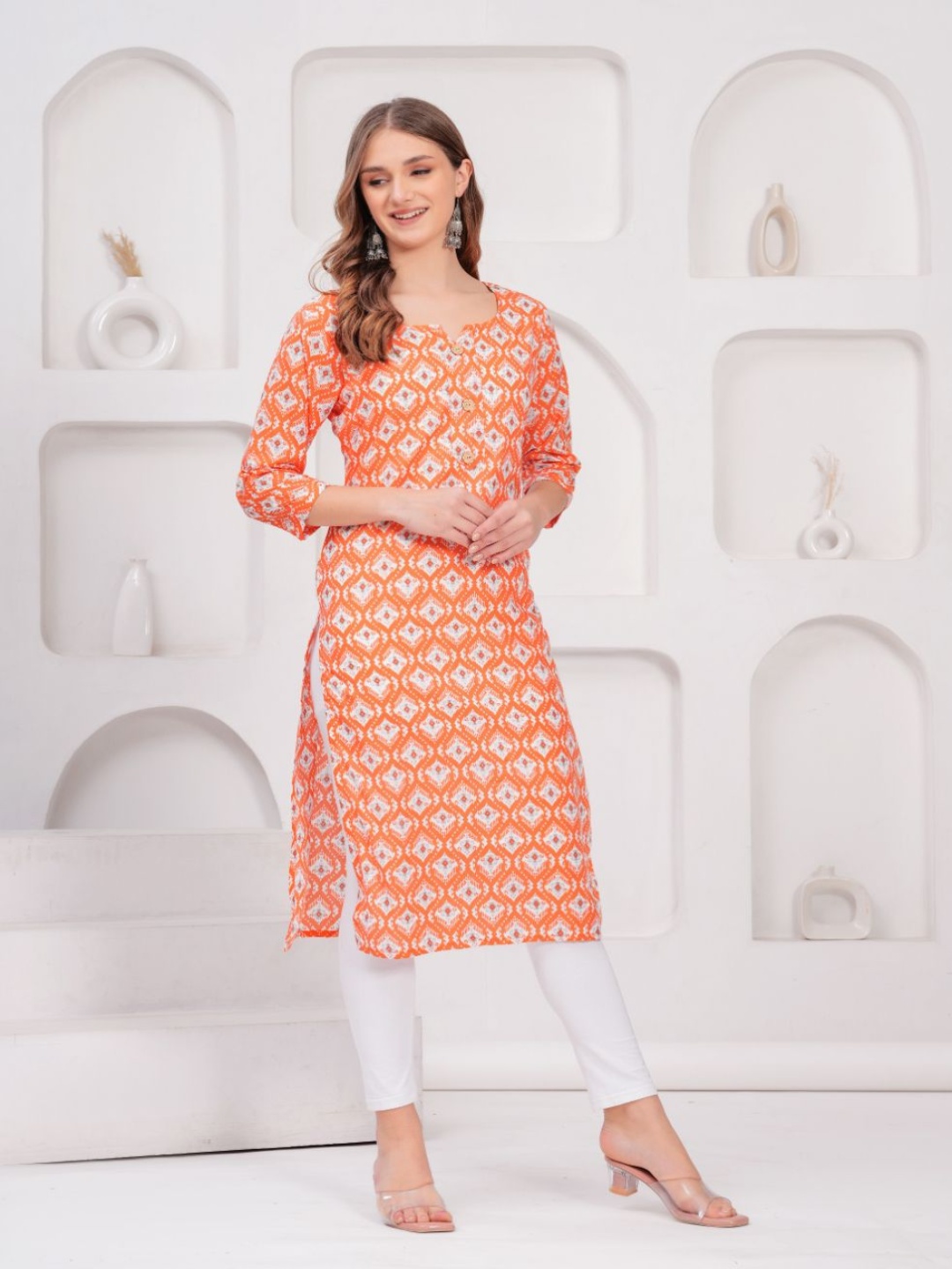 

KALINI Women Ethnic Motifs Kurta, Orange