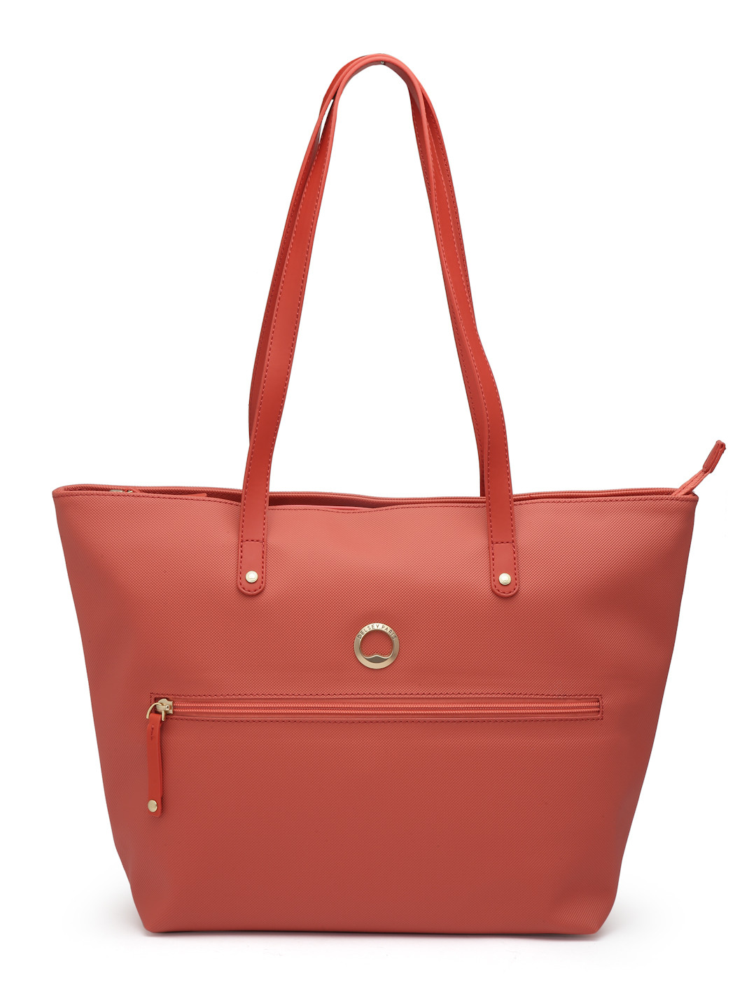 

DELSEY PARIS Women Textured Structured Leather Shoulder Bag, Coral
