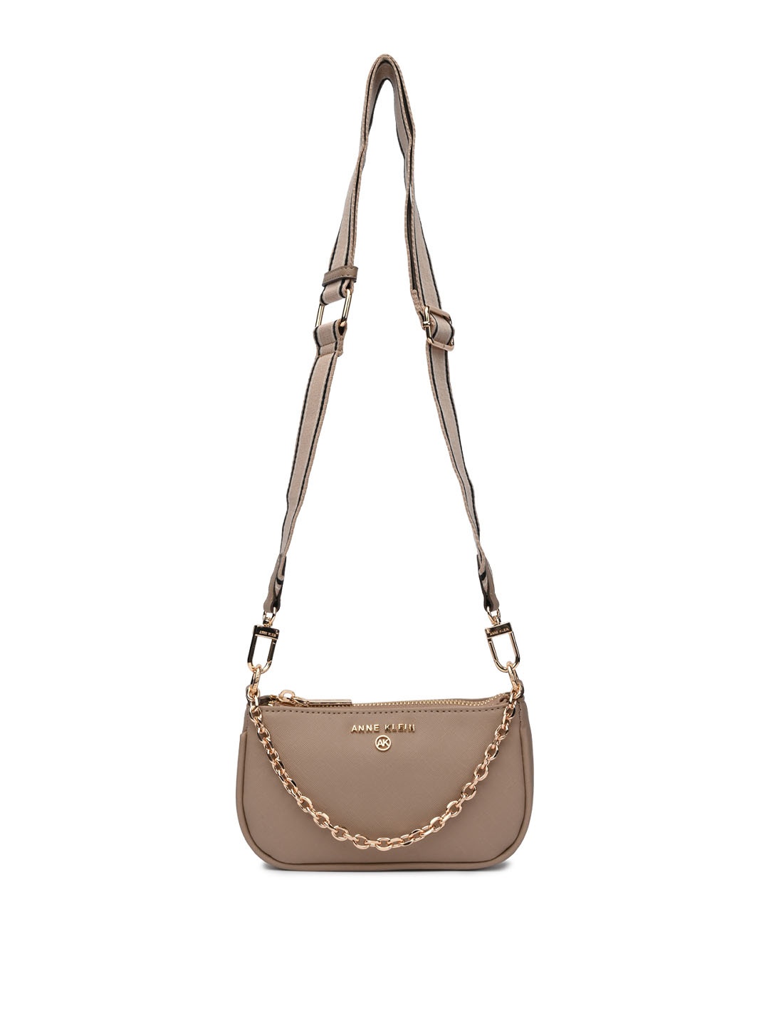 

ANNE KLEIN Women Solid Crossbody Leather Sling Bag, Beige