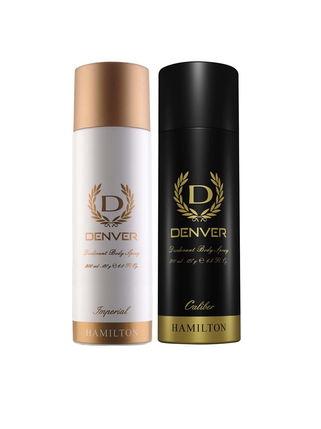 

Denver Set of 2 Imperial and Caliber Deodorant Body Sprays, White