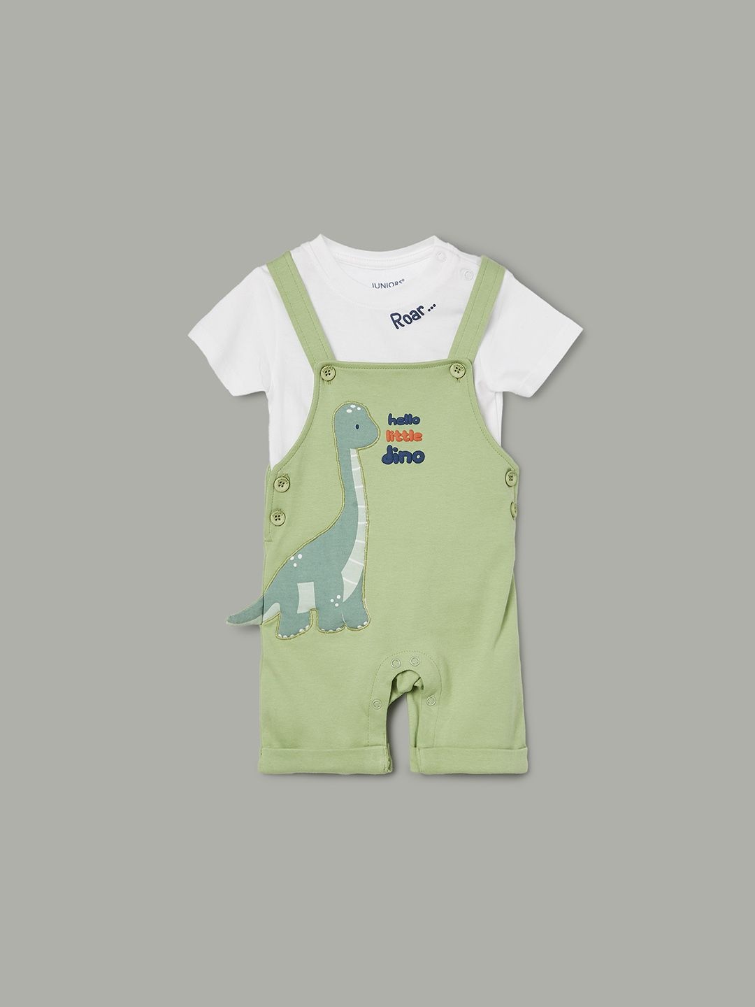 

Juniors by Lifestyle Infant Boys Printed Dungaree With T-Shirt, Grey