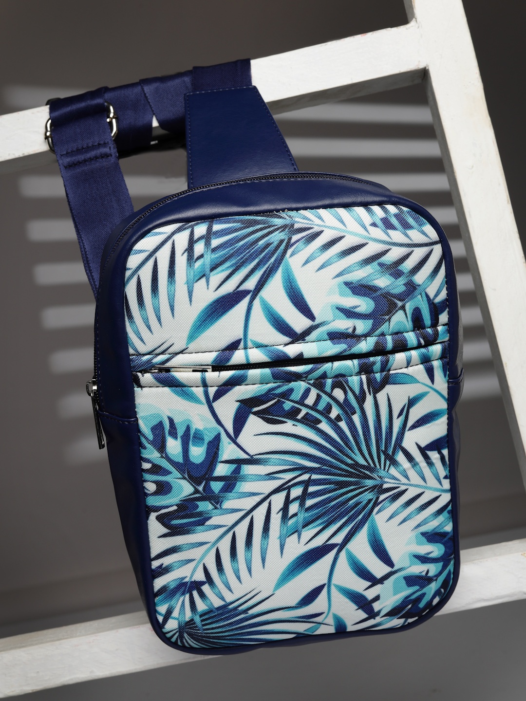 

Mast & Harbour Women Floral Printed Crossbody Sling Bag, Navy blue