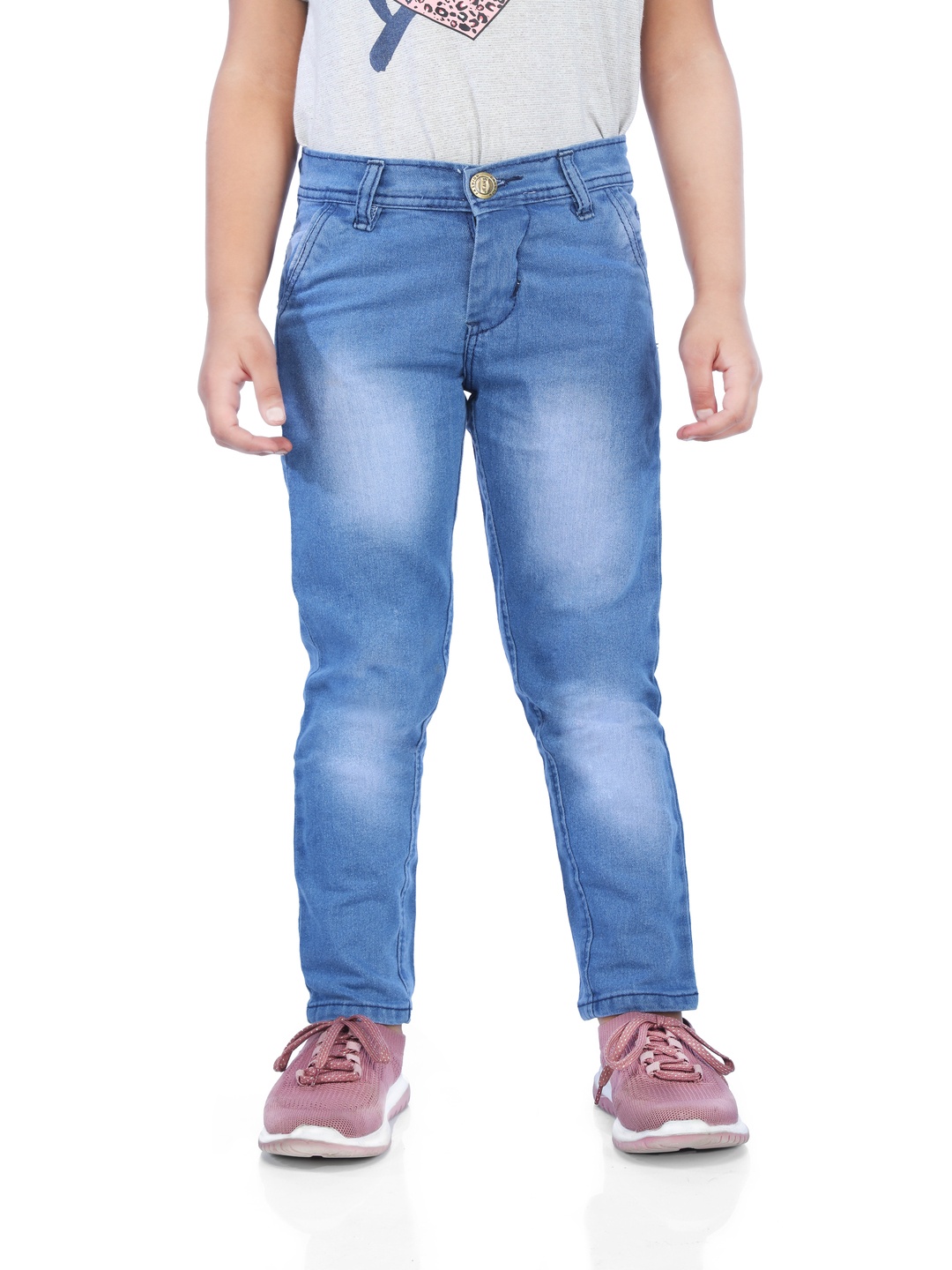 

GUCHU Girls Slim Fit Mildly Distressed Heavy Fade Jeans, Blue
