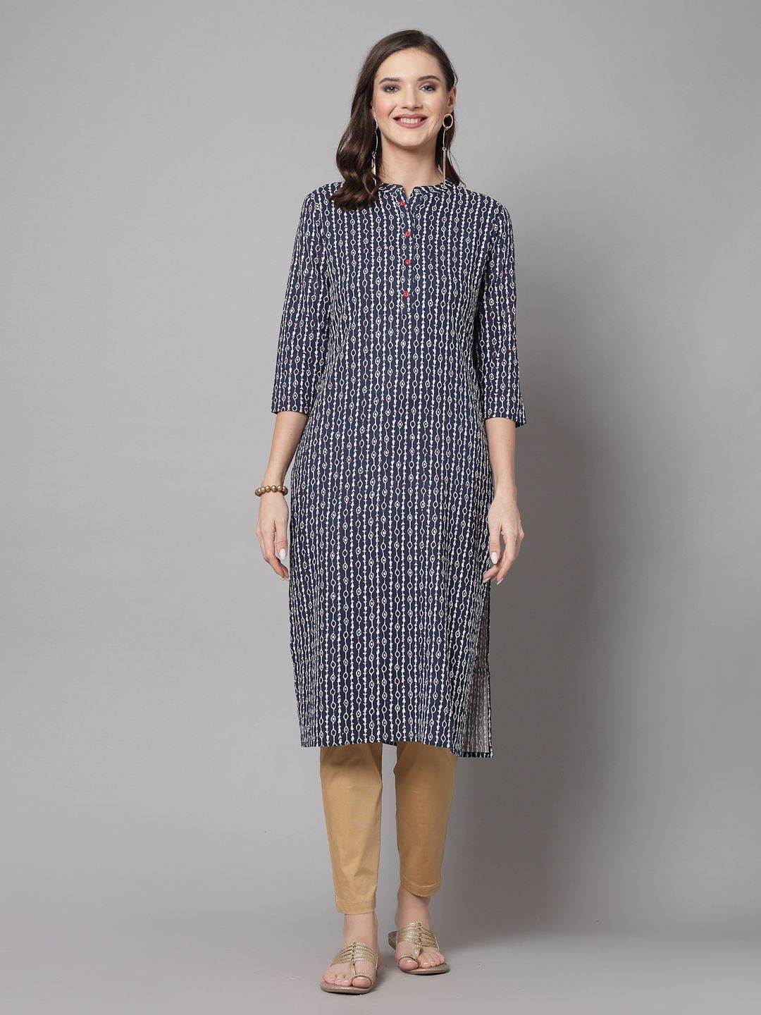 

kipek Women Floral Kurta, Blue