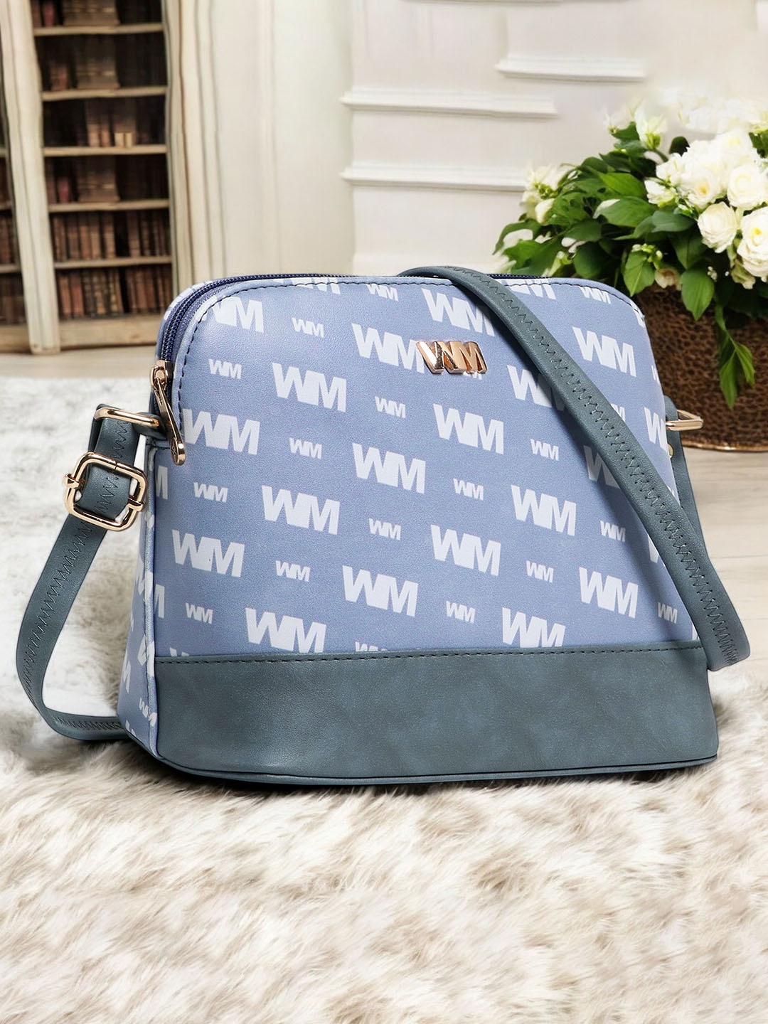 

WOMEN MARKS Women Typography Printed Crossbody Sling Bag, Blue