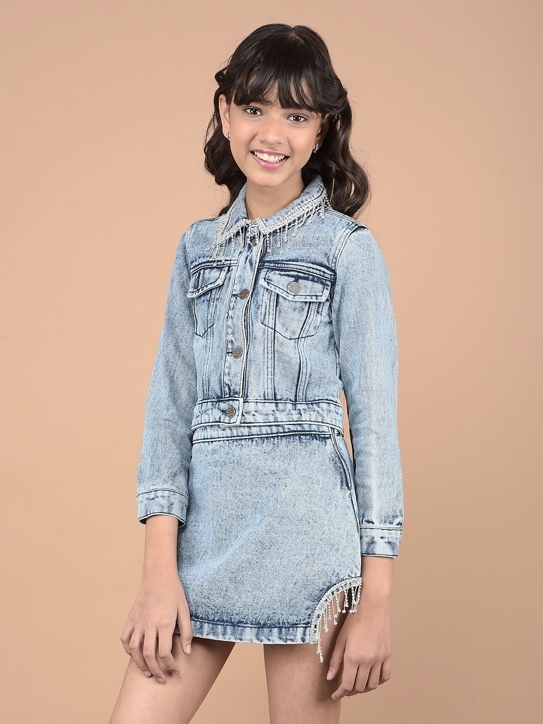 

Crimsoune Club Girls Coat With Skirt Clothing Set, Blue