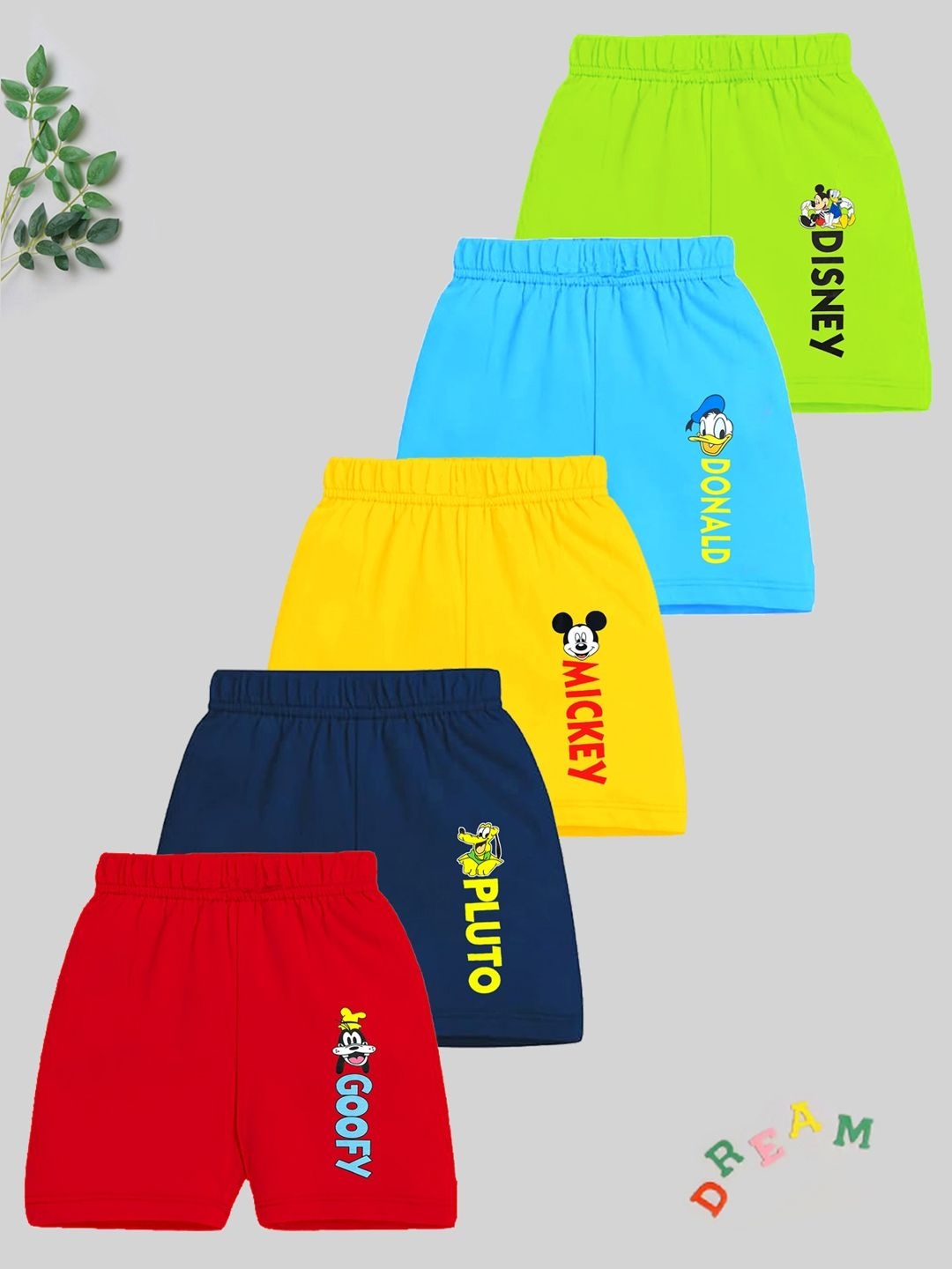 

Disney By Miss and Chief Boys Pack of 5 Printed Mickey & Friends Shorts, Yellow