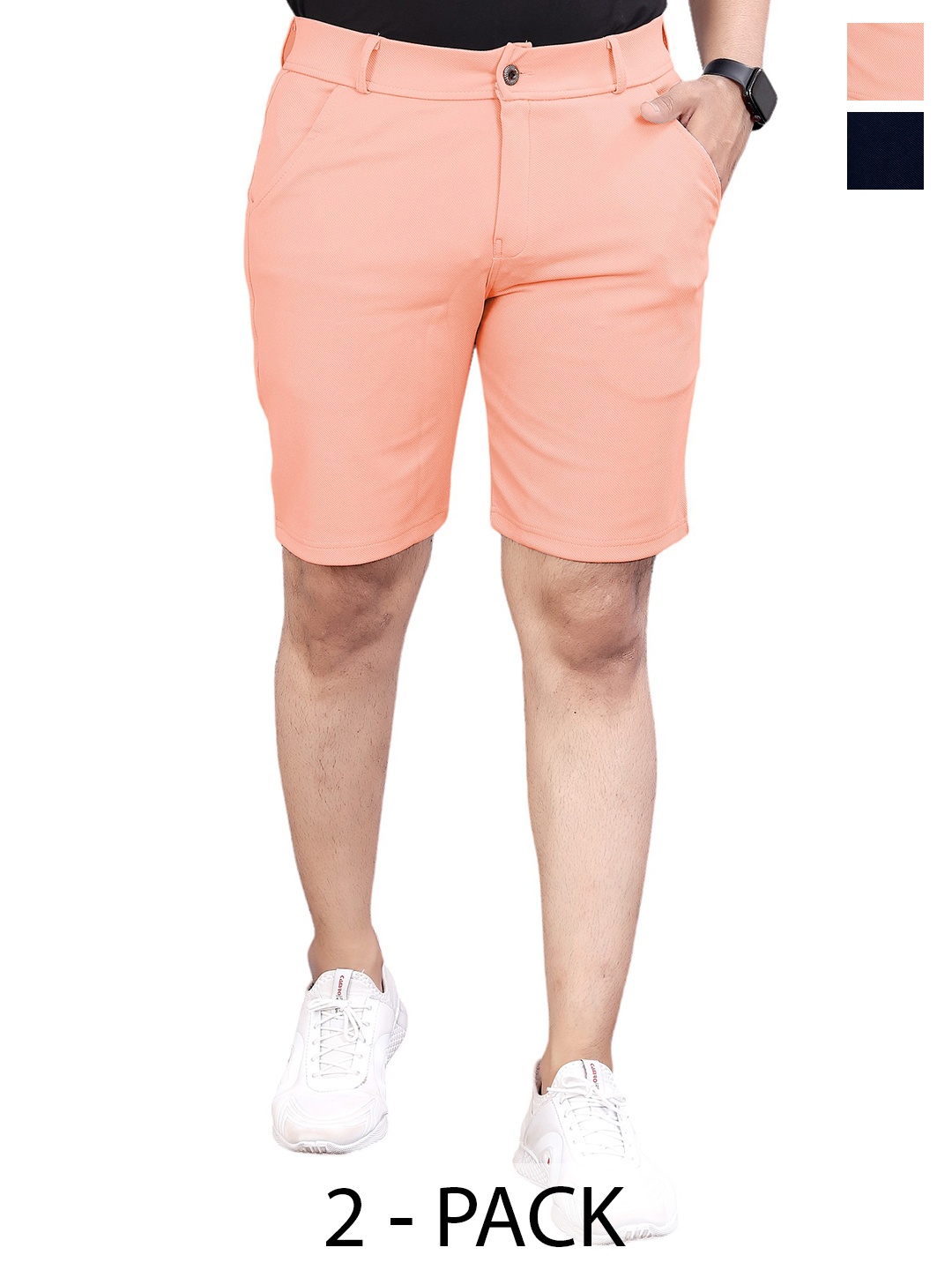 

INDICLUB Men Pack Of 2 Mid-Rise Sports Shorts, Pink