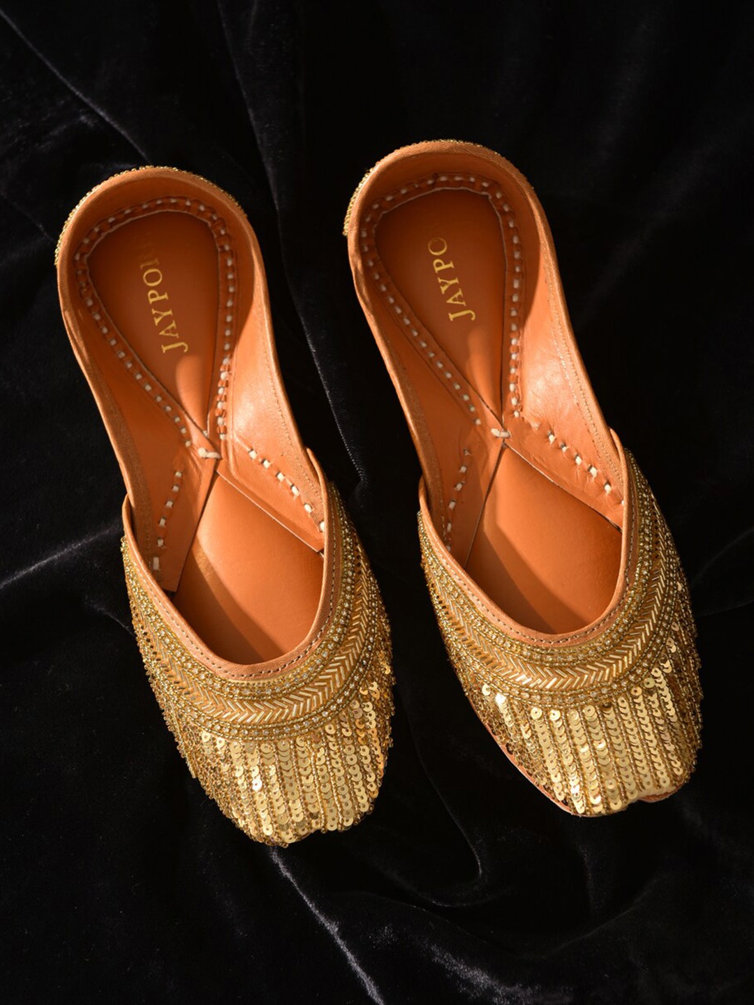 

JAYPORE Women Embellished Mojaris, Gold