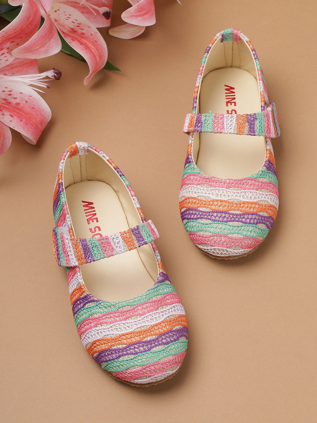 

Minesole Girls Woven Design PU Flatforms, Multi