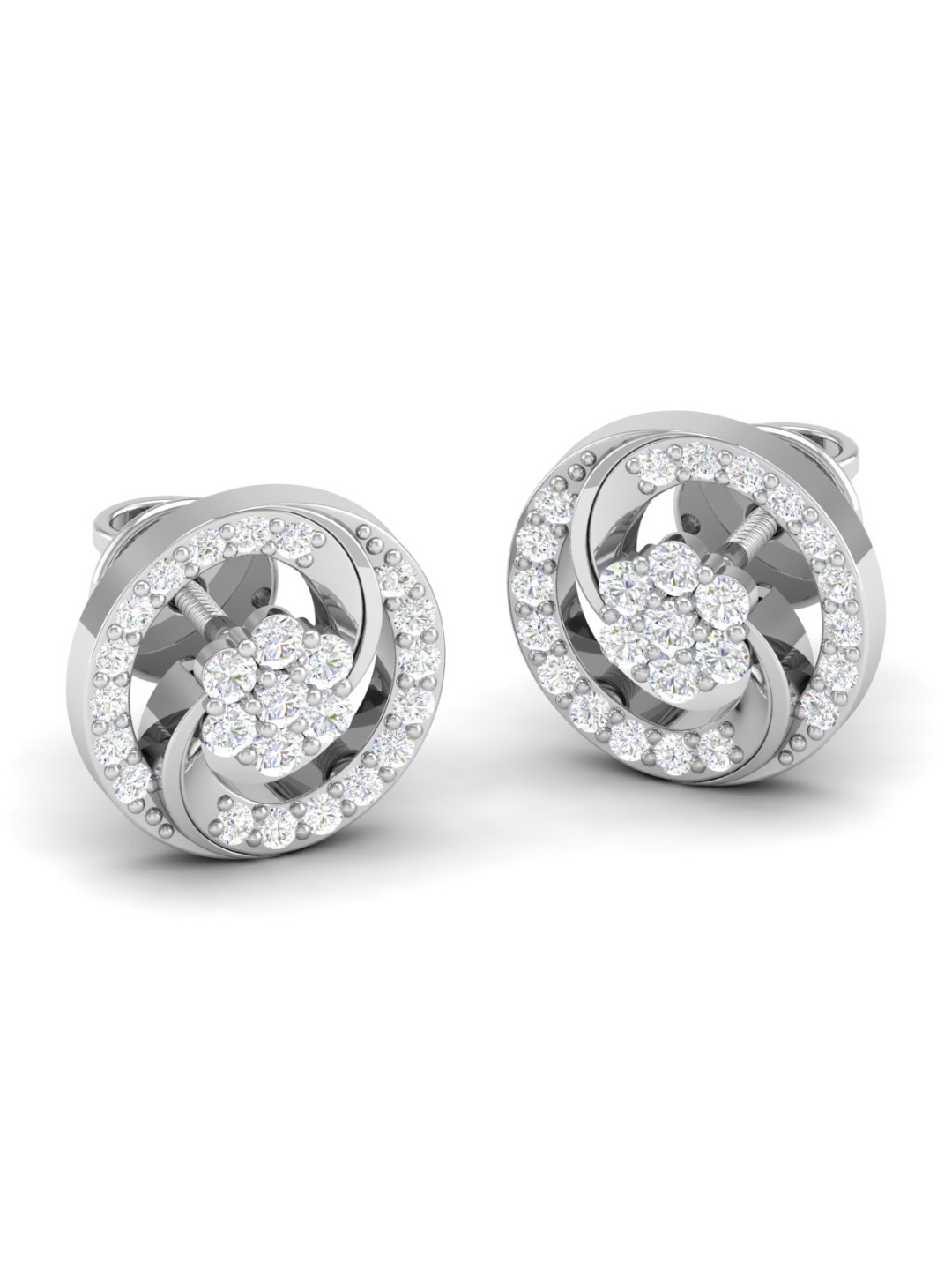 

AKSHAT SAPPHIRE 92.5 Sterling Silver Rhodium-Plated CZ Studded Contemporary Studs Earrings
