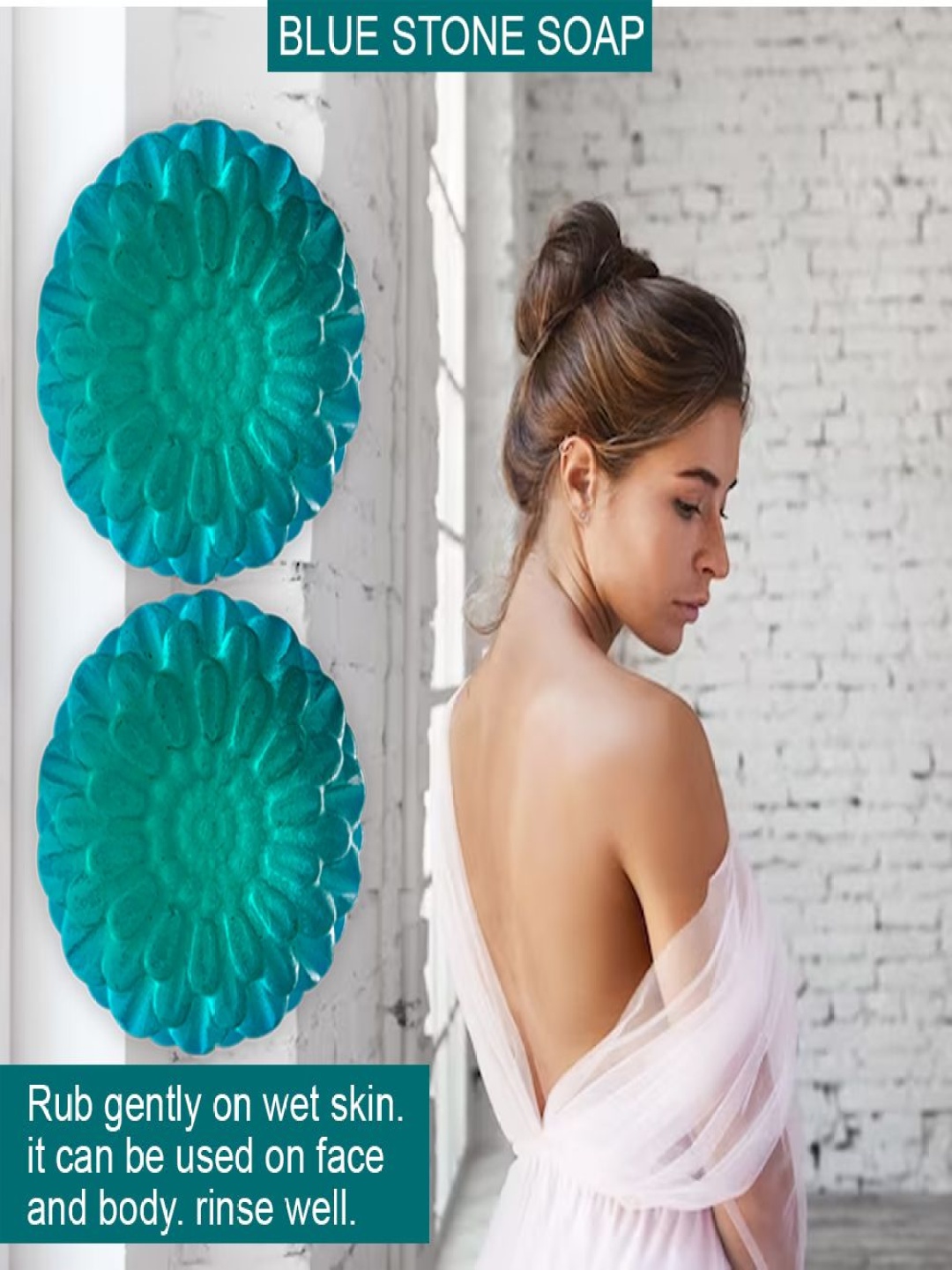 

GROOVY Set Of 2 Fig Fantasy Blue Stone Bathing Soap - 100 g Each, Green