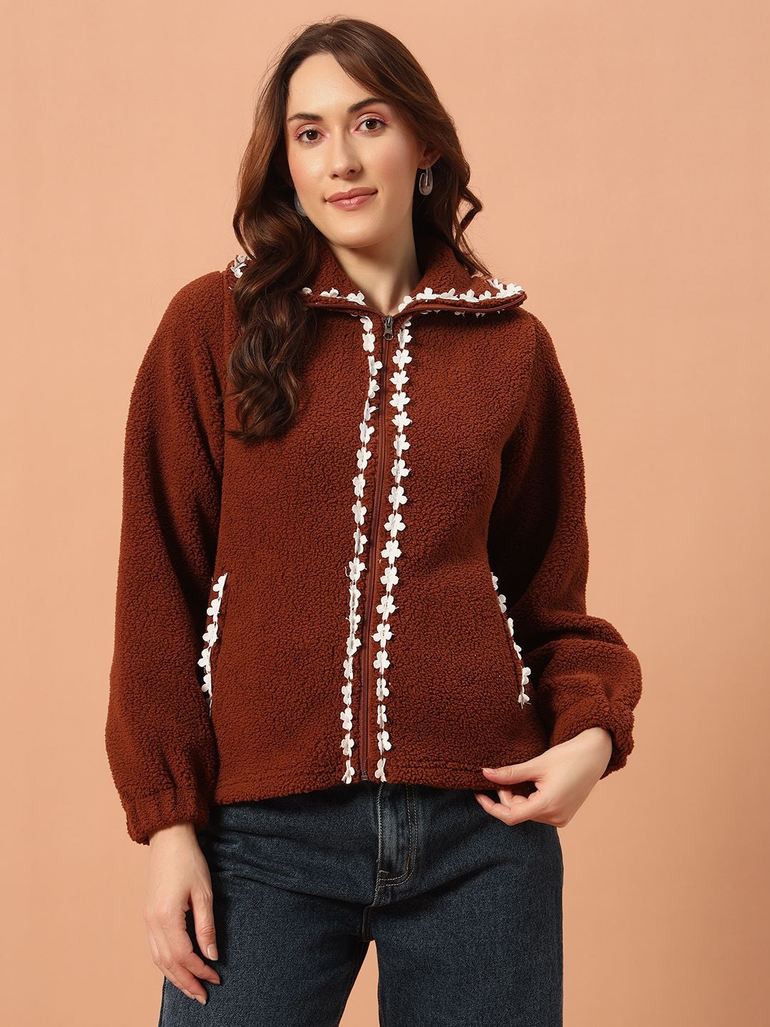 

The Dry State Women Lightweight Parka Jacket With Lace Details, Brown