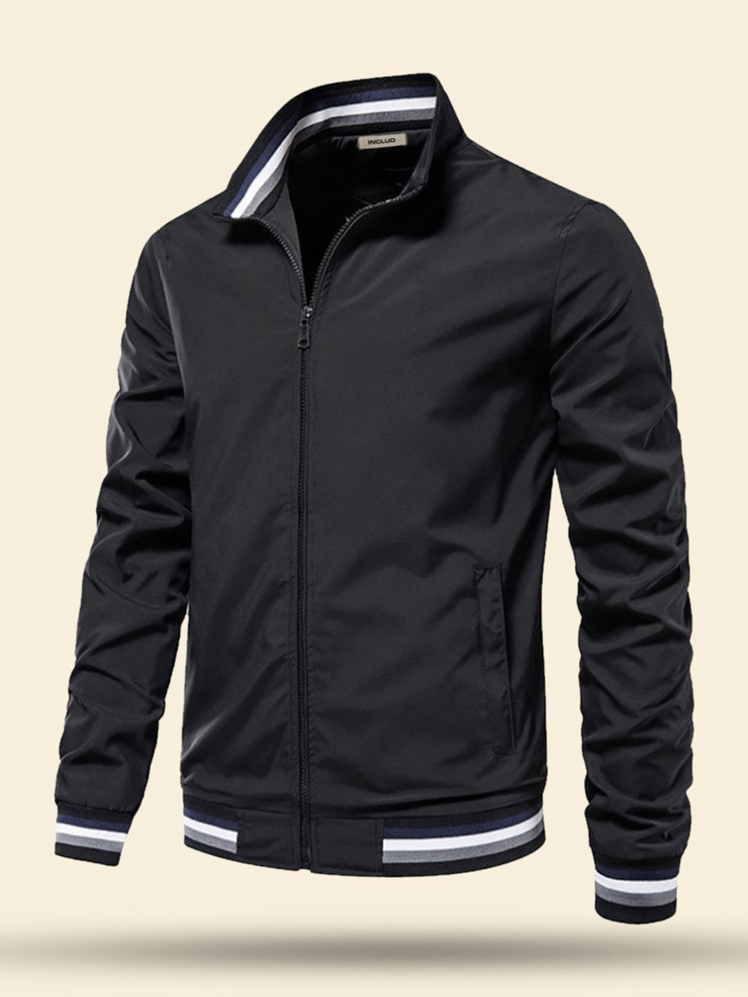 

StyleCast Men Stand Collar Bomber Jackets, Black