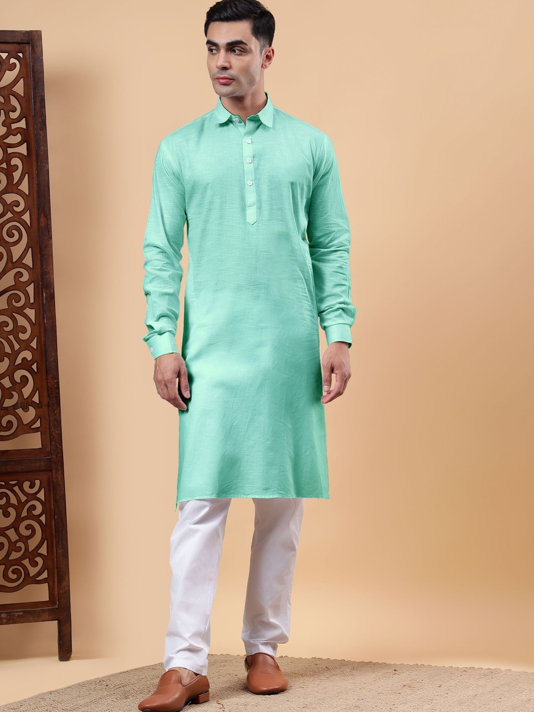 

Yugnik Men Regular Pure Cotton Kurta with Pyjamas, Blue