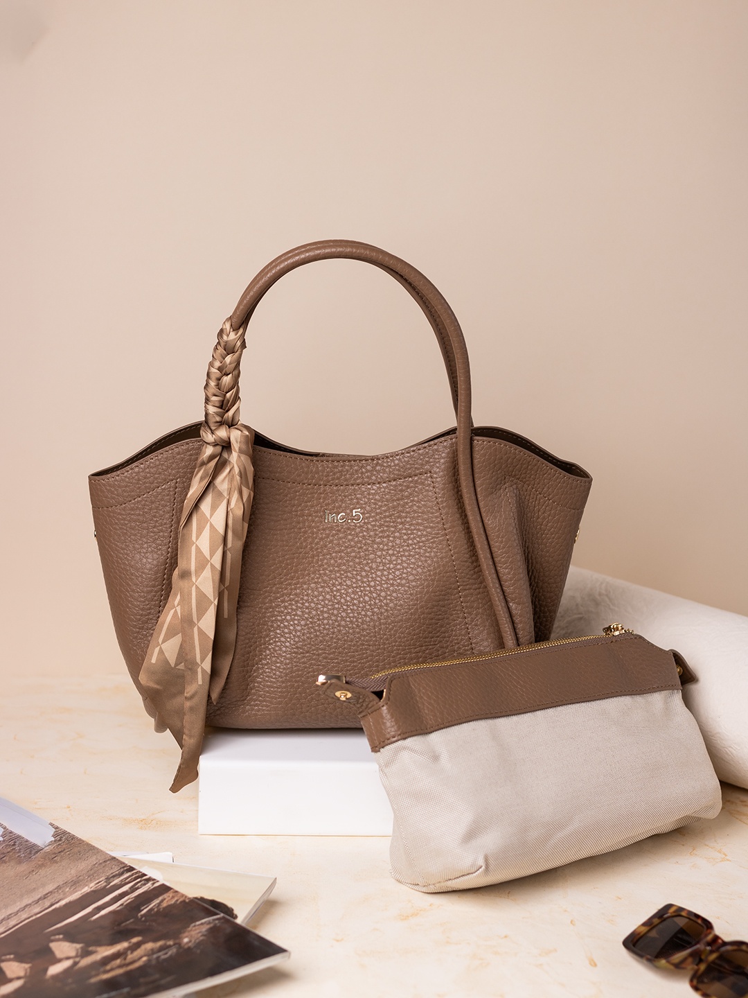 

Inc 5 Women Textured Handheld Bag, Brown