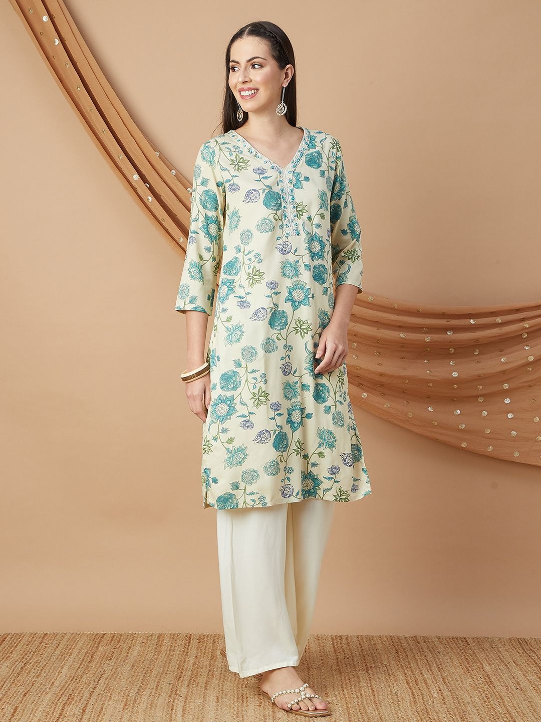 

Melange by Lifestyle Women Printed Kurta, Off white