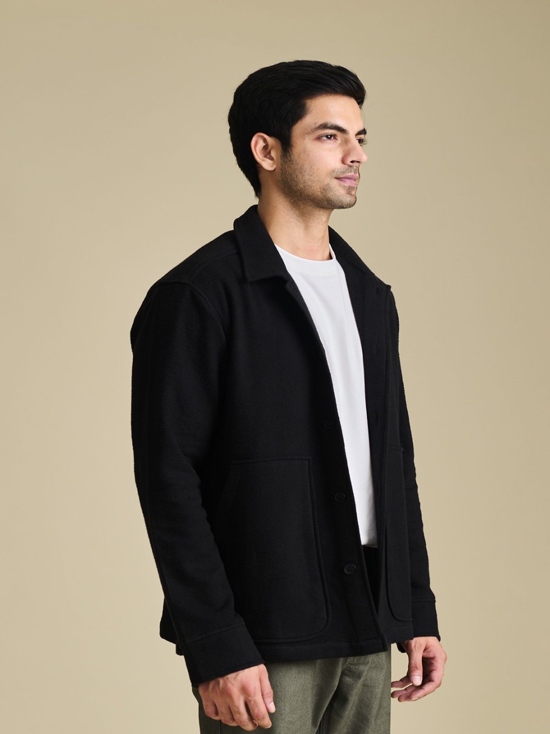 

Beyours Textured Relaxed Fit Pure Cotton Shacket, Black