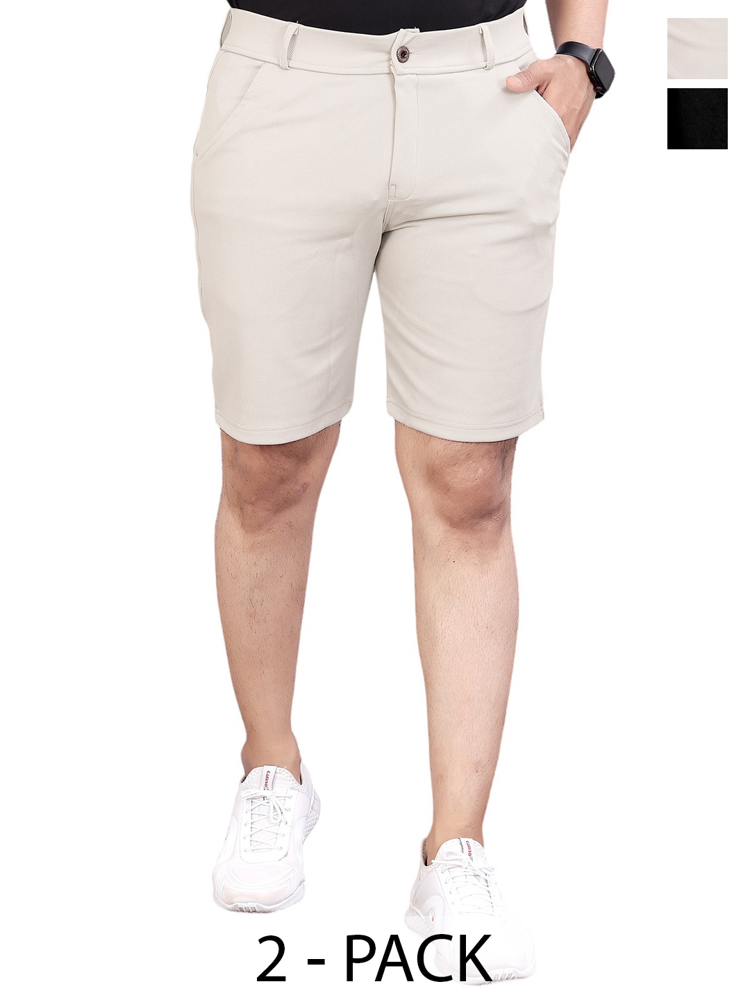 

INDICLUB Men Pack of 2 Running Sports Shorts, Black