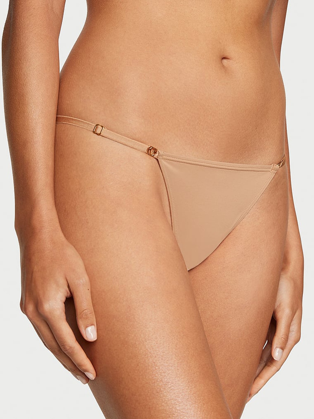 

Victoria's Secret Women Low Rise Adjustable String Bikini Briefs 122081265H8, Beige