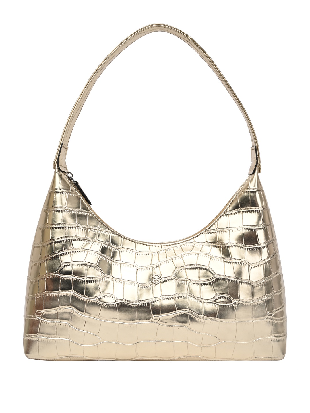 

HORRA Animal Textured PU Oversized Half Moon Hobo Bag, Gold