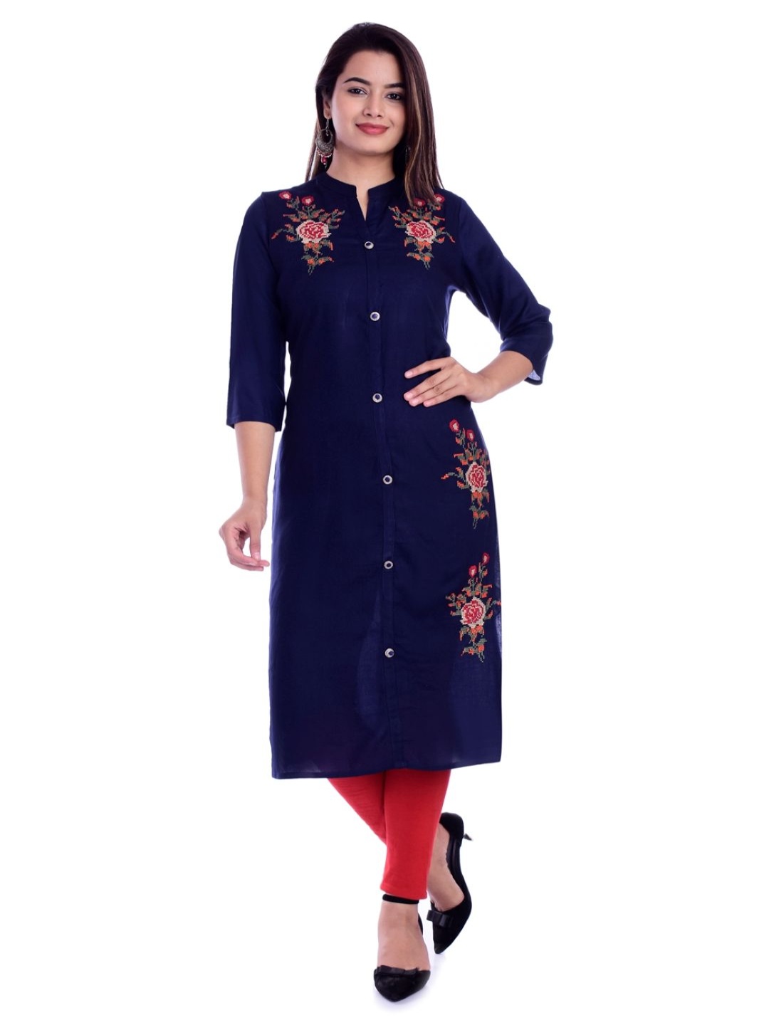 

Mehsoos Women Thread Work Kurta, Blue