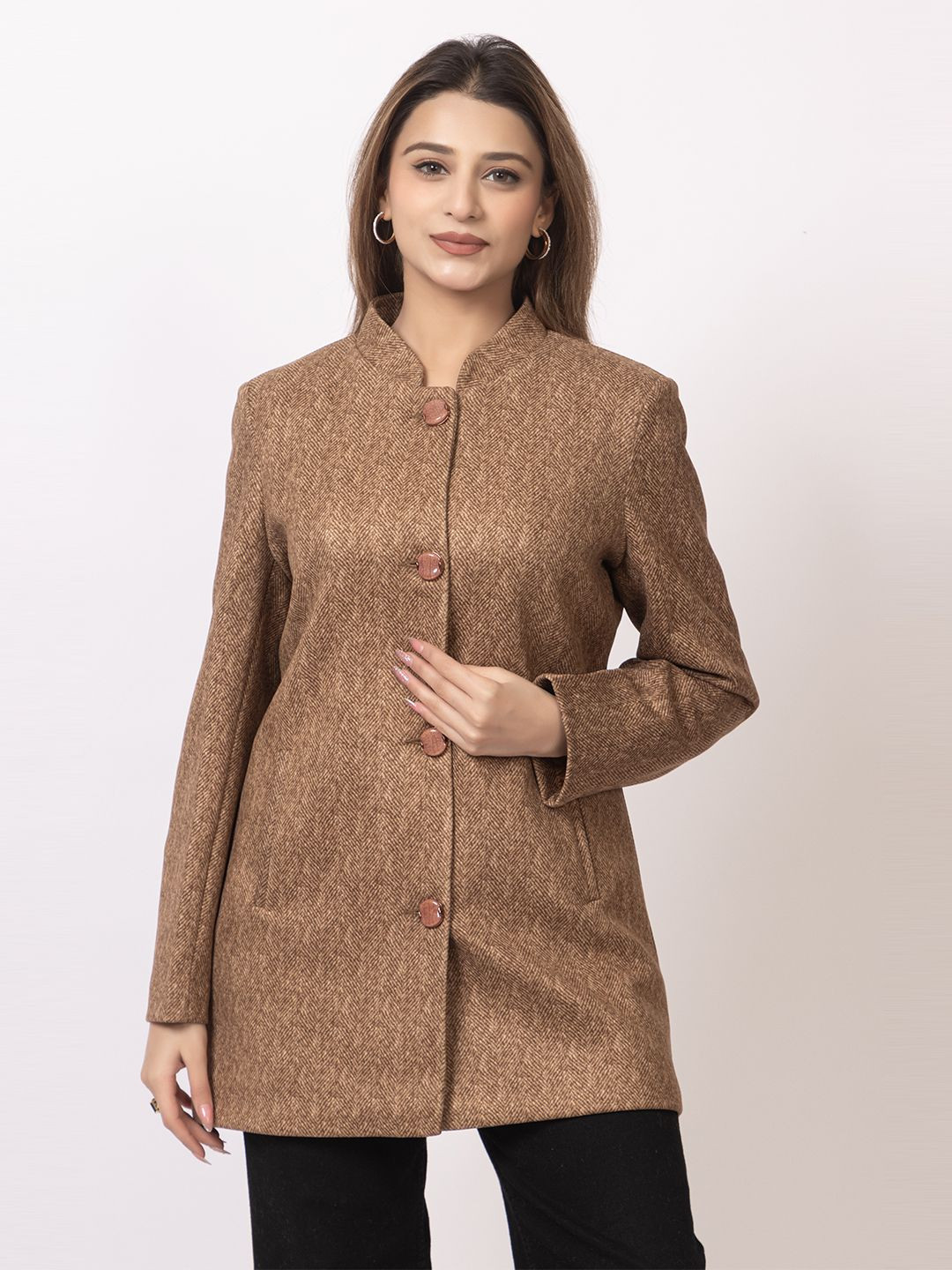 

GFO Women Single-Breasted Overcoat, Tan