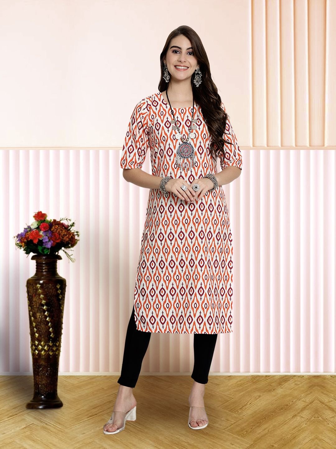 

7Threads Women Ethnic Motifs Printed Floral Crepe Kurta, Multi