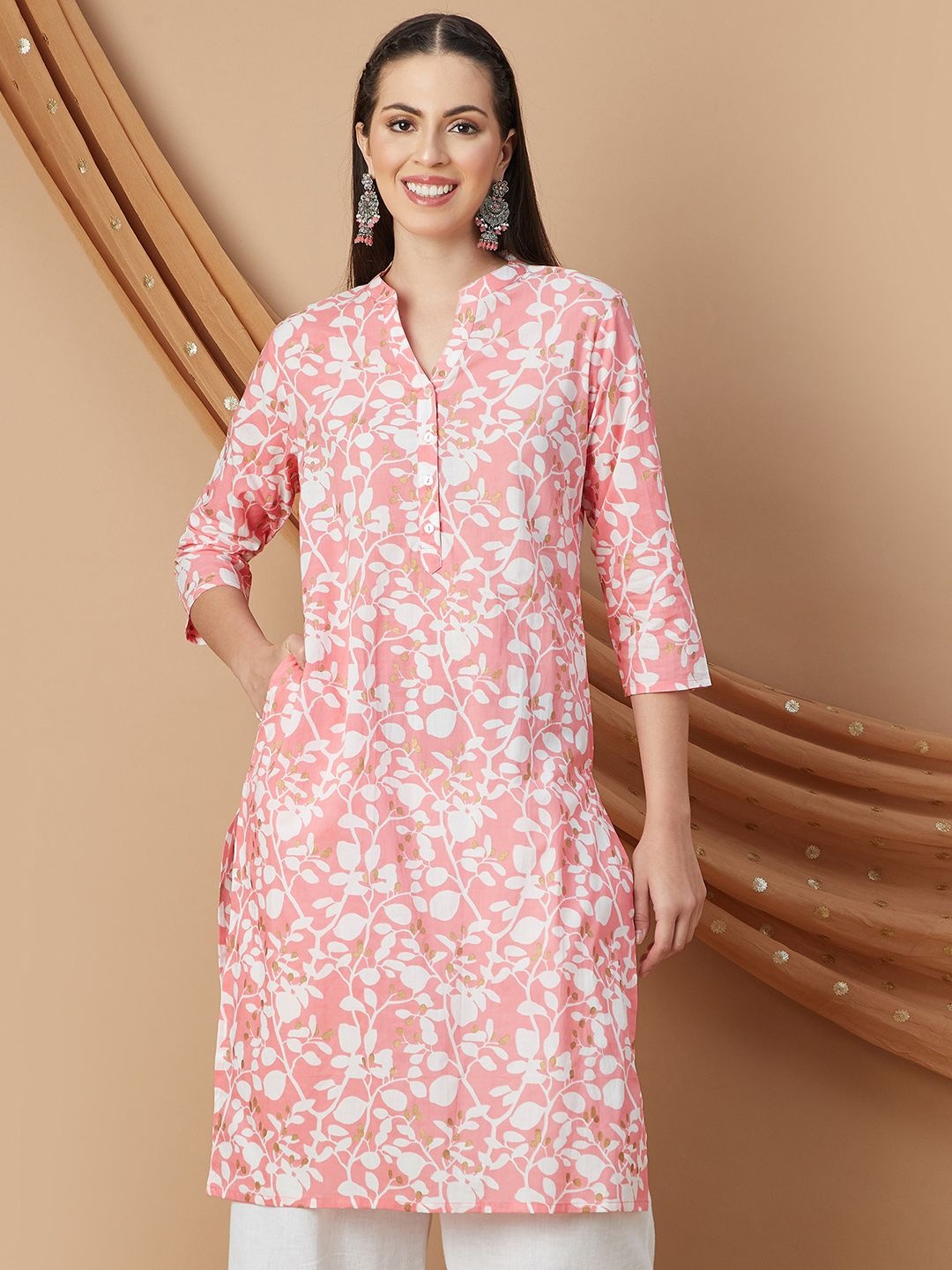 

Melange by Lifestyle Women Printed Kurta, Peach