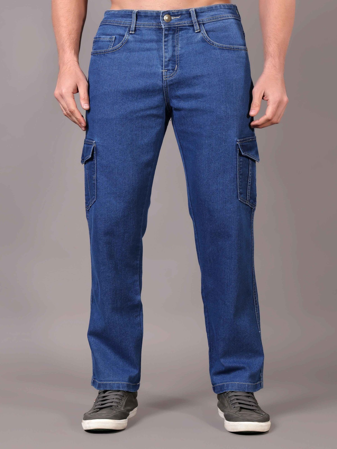 

ZAYSH Men Stretchable Mid-Rise Regular Fit Cargo Styles Jeans, Blue