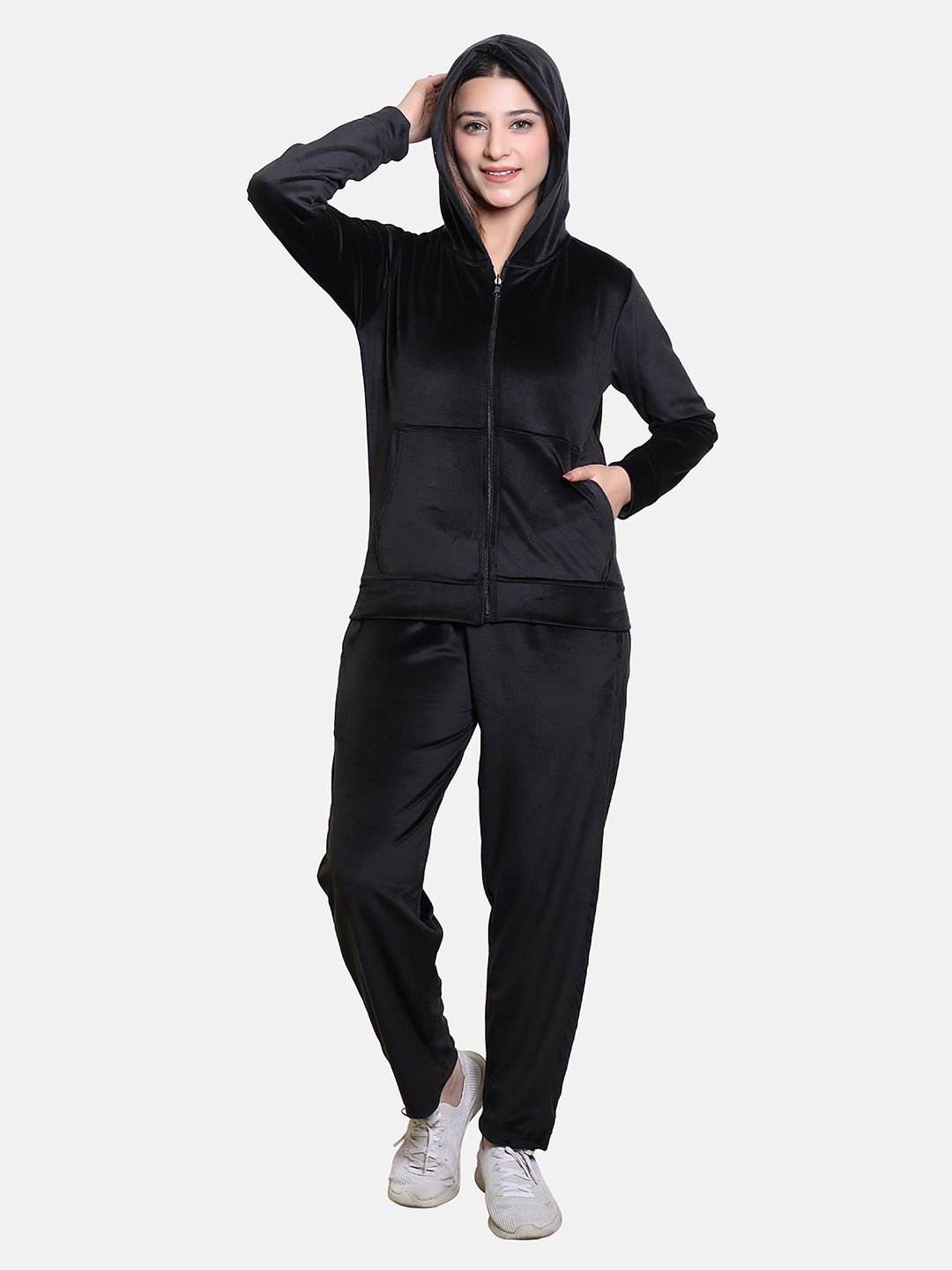 

BAESD Hooded Neck Mid Rise Tracksuit, Black