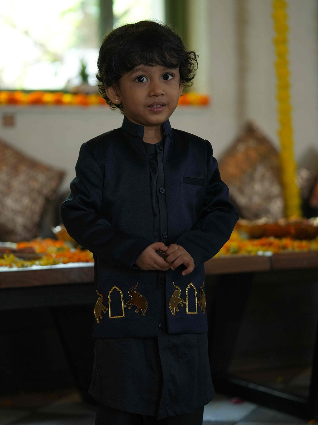 

Funny Bones Clothings Boys Regular Top with Trousers, Navy blue