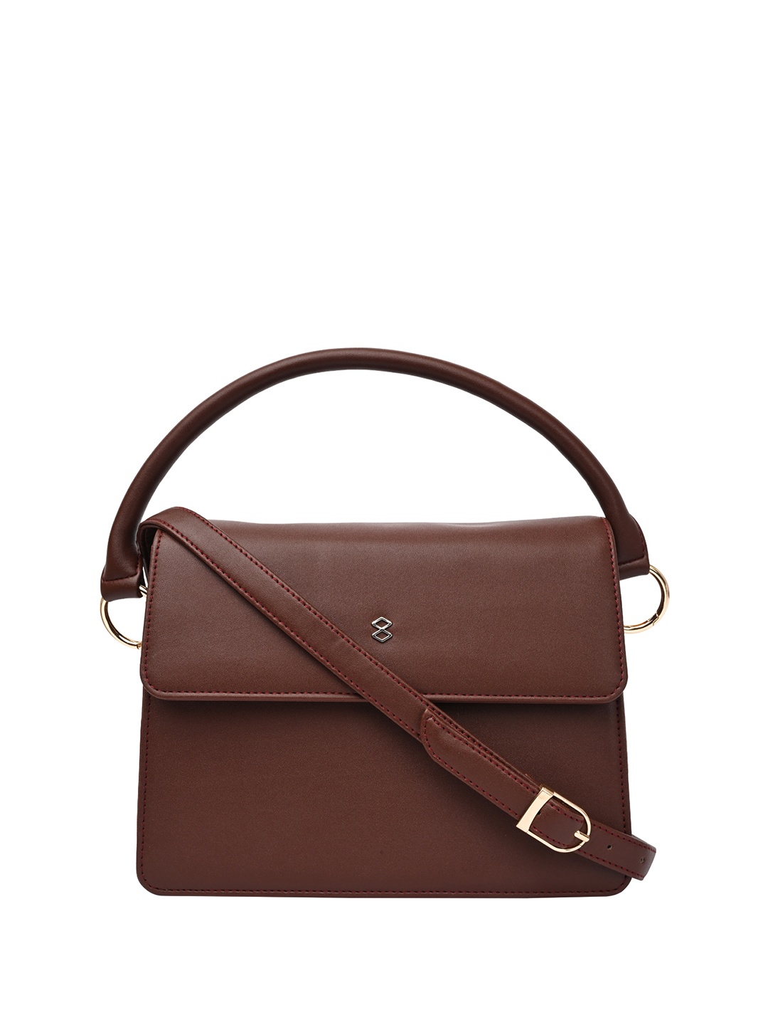 

HORRA PU Structured Satchel with Cut Work, Brown