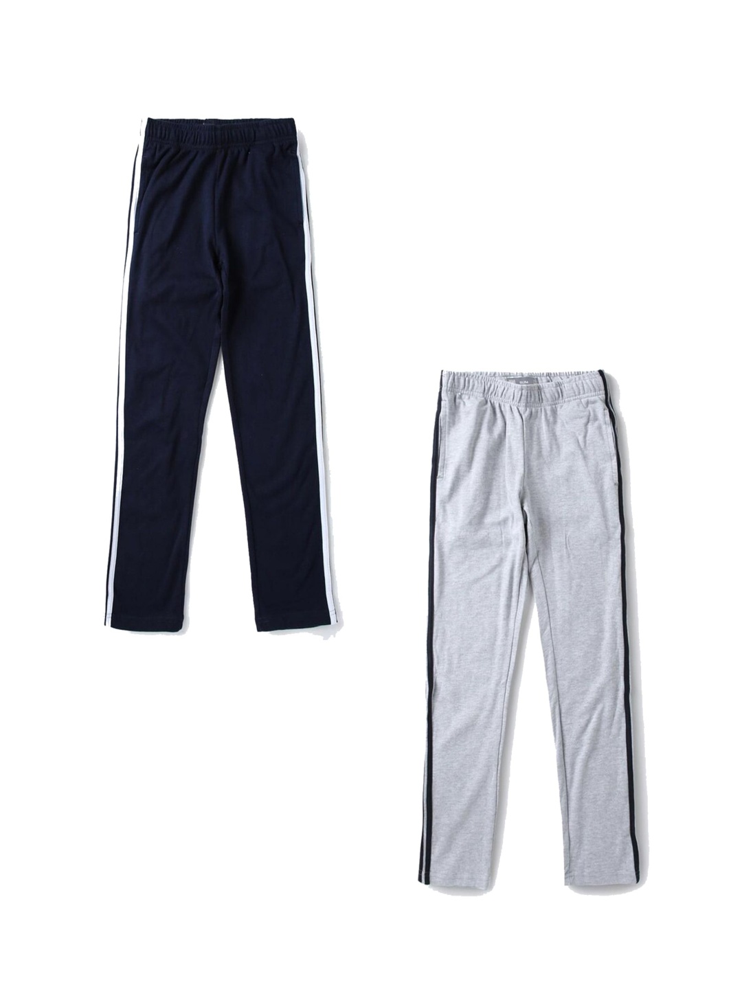 

FRENCH KLEIDER Boys Pack Of 2 Pure Cotton Relaxed Fit Mid-Rise Track Pants, Grey
