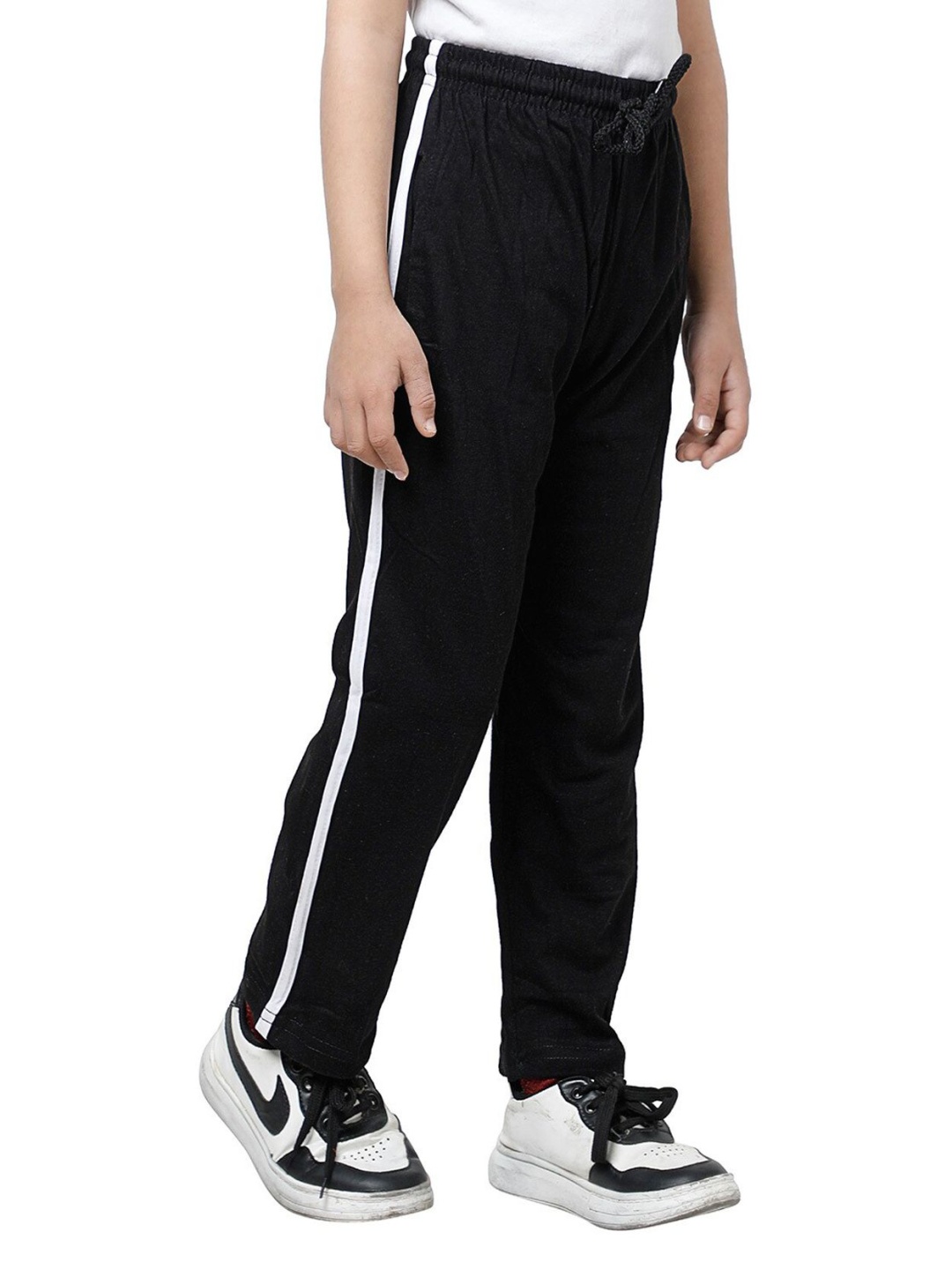 

FRENCH KLEIDER Boys Striped Relaxed-Fit Pure Cotton Track Pants, Black