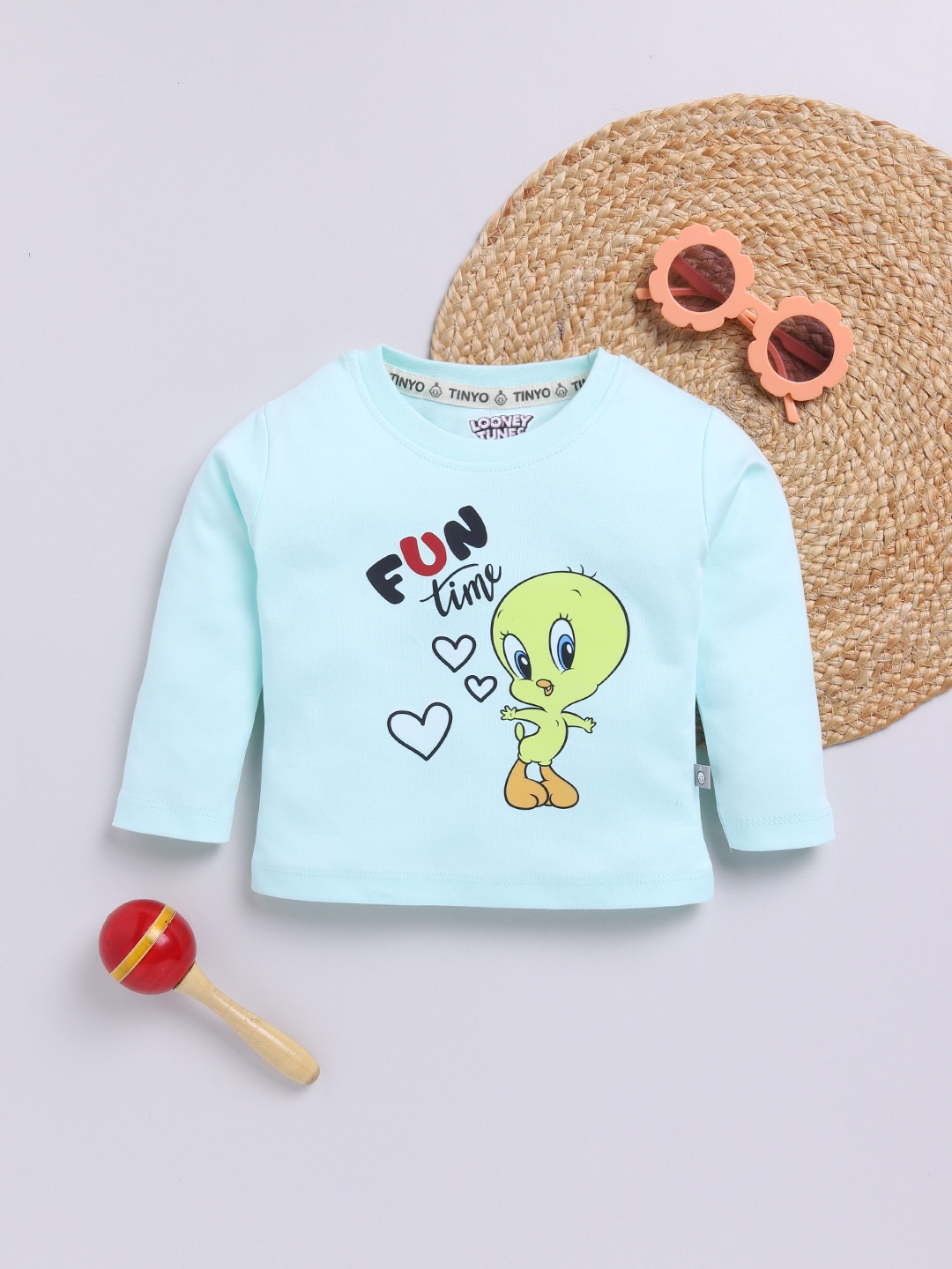 

YK X Tinyo Infant Girls Tweety Printed Pure Cotton T-shirt, Green