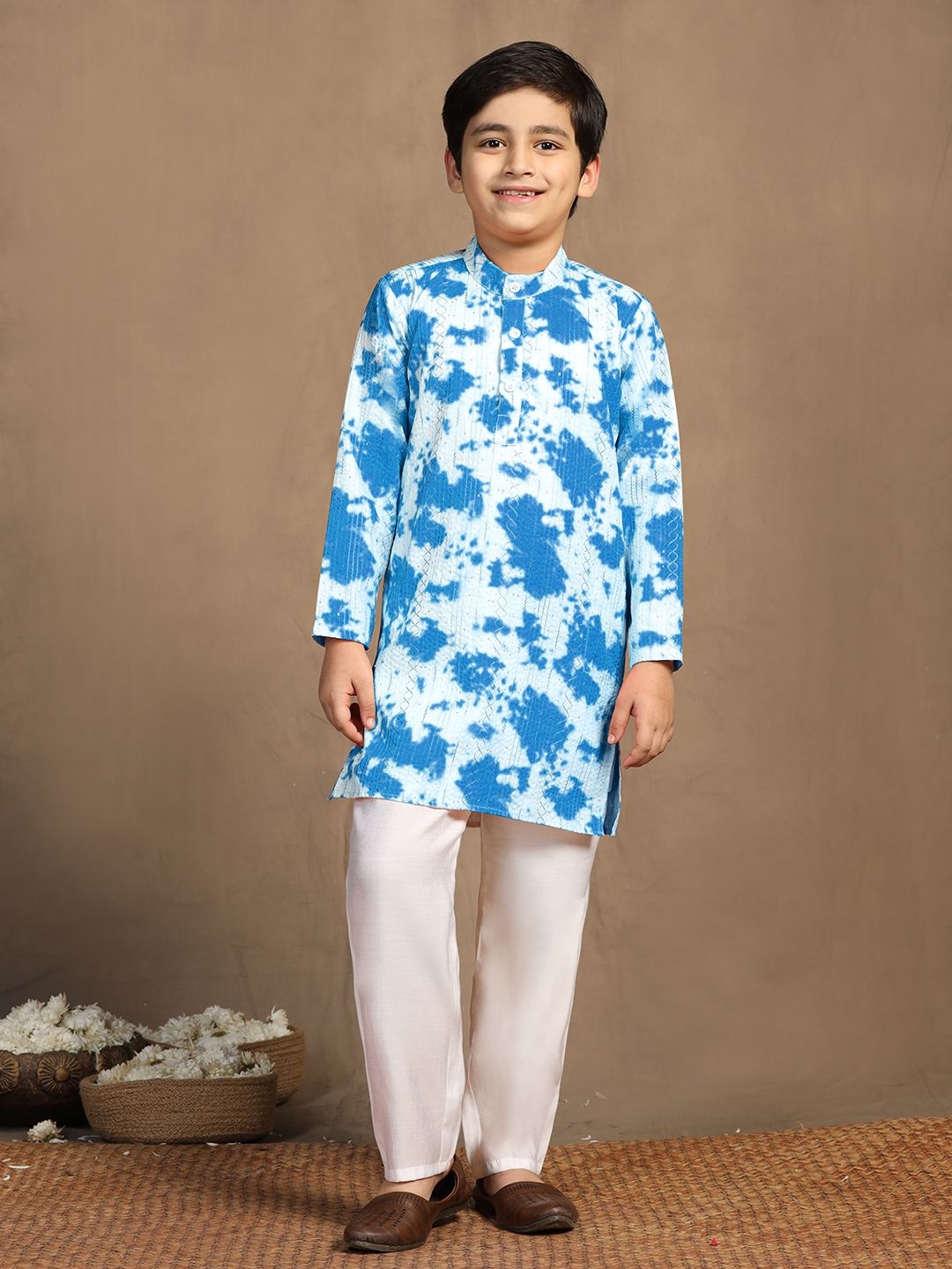 

FASHION DREAM Boys Printed Regular Kurta with Pyjamas, Blue