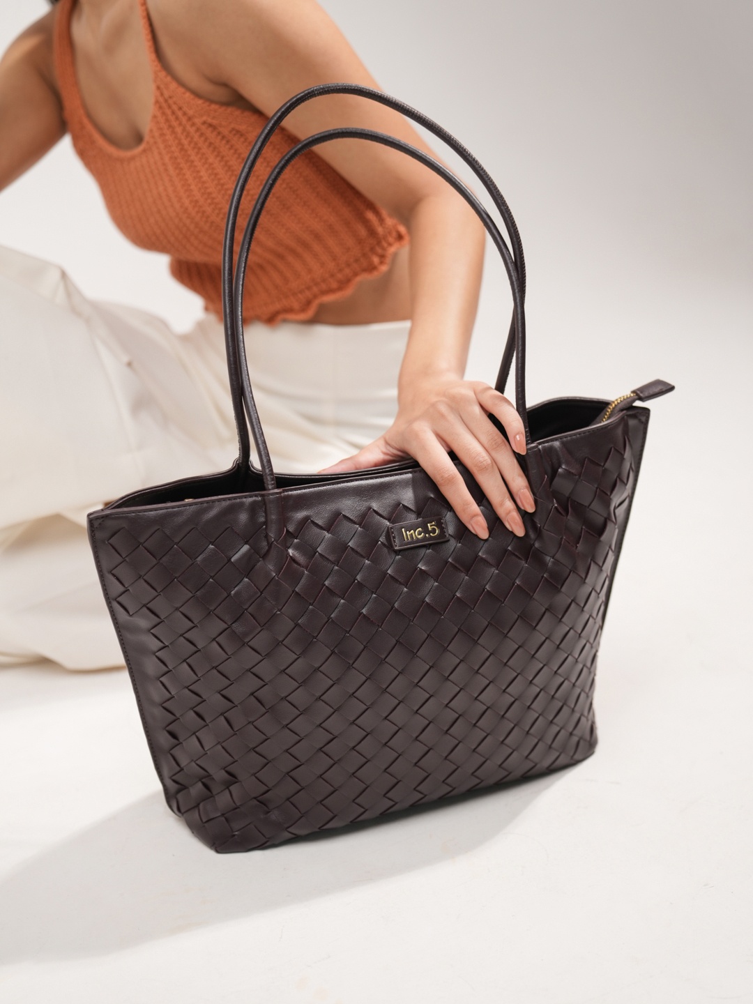 

Inc 5 Women Textured Structured Shoulder Bag, Black